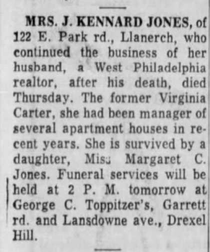 Virginia Jones dies